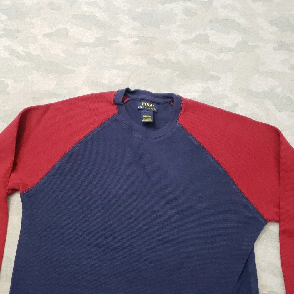 Polo Ralph Lauren Shirt Mens Large Blue Raglan Pullover Long Sleeve Thermal